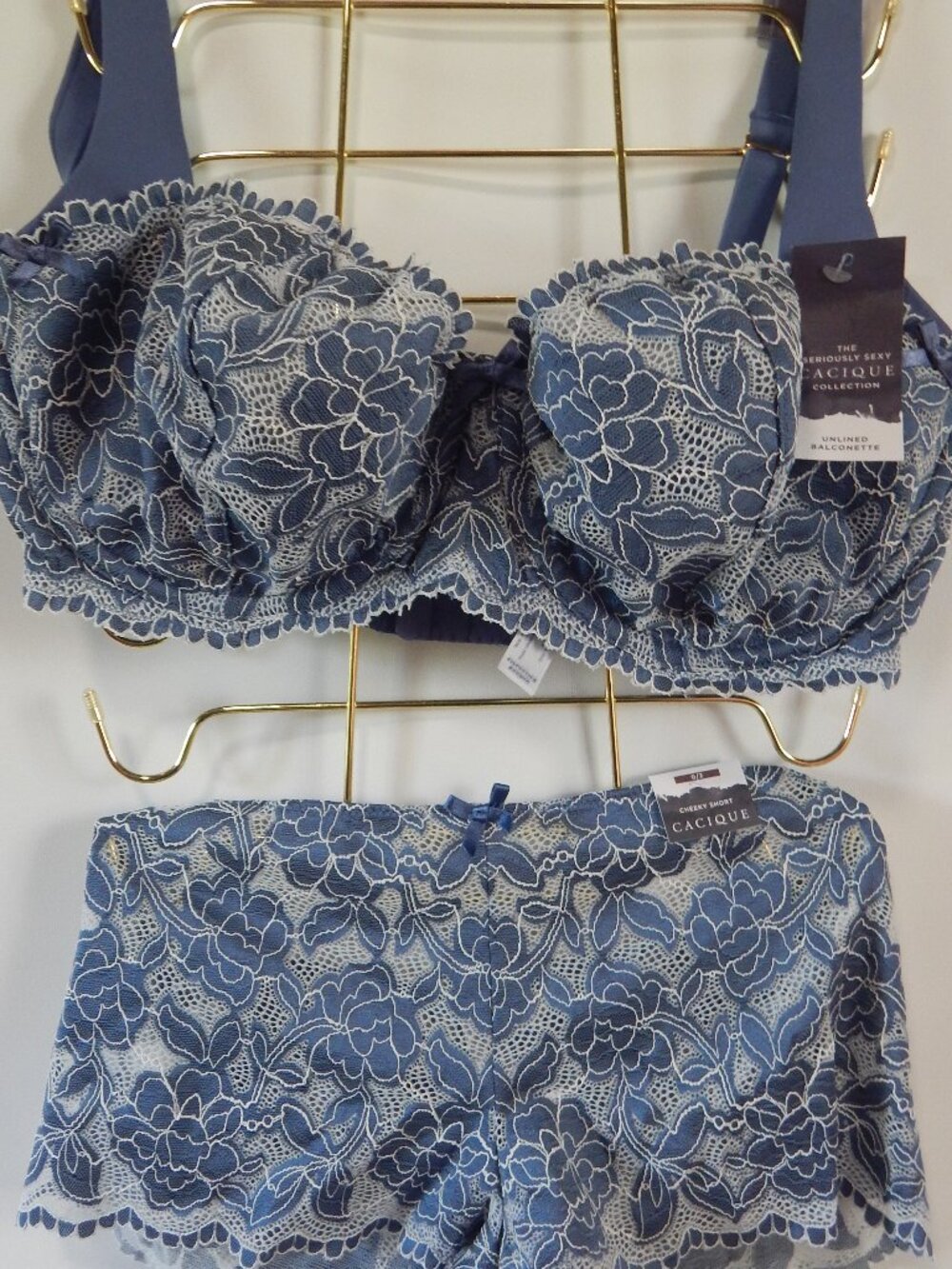 Lane Bryant Cacique Cherry Lace Overlay Bra Cheeky Short Set NWT